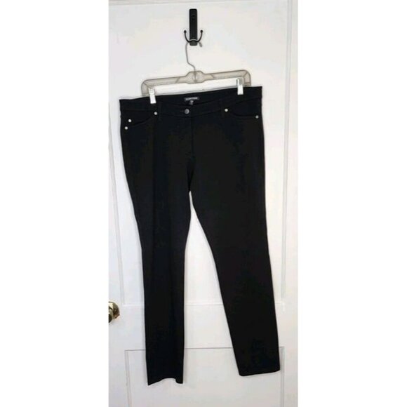 Eileen Fisher Women's Black Mid Rise Flat Front Zip Close Ankle Pants Size 16 - Picture 1 of 4